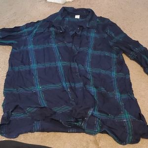Plaid button down long-sleeved shirt